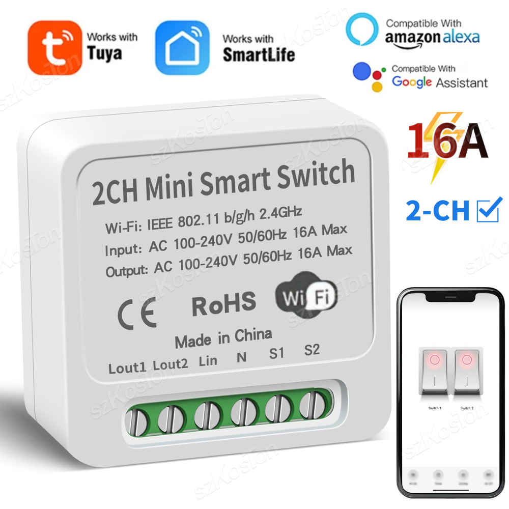 16A Tuya WiFi وحدة تبديل ذكية  - مراجعة Smart Relay Tuya وسعره